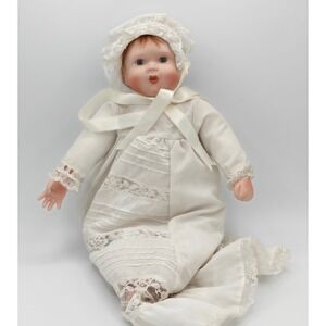 Ashton-Drake Galleries Porcelain Baby Doll White Lace Christening Gown & Box